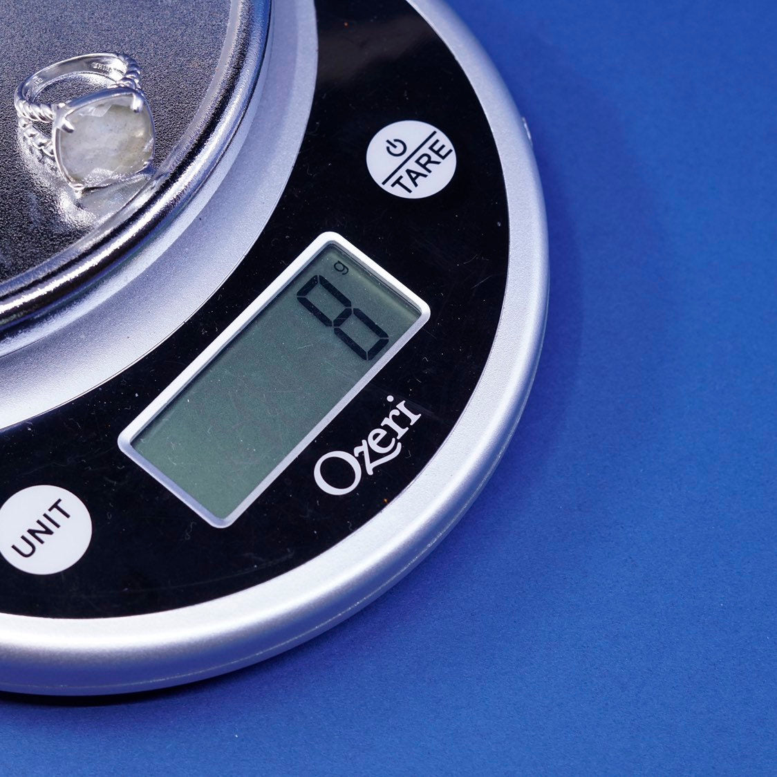 Size 6, vtg Sterling silver handmade ring, 925 w/ checker cut moonstone