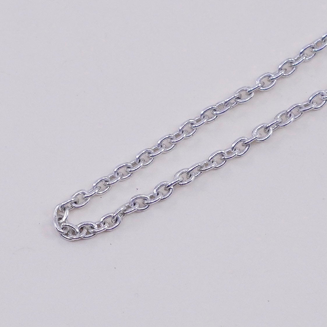 18”, 1.6mm, Vintage sterling silver circle chain, India 925 necklace