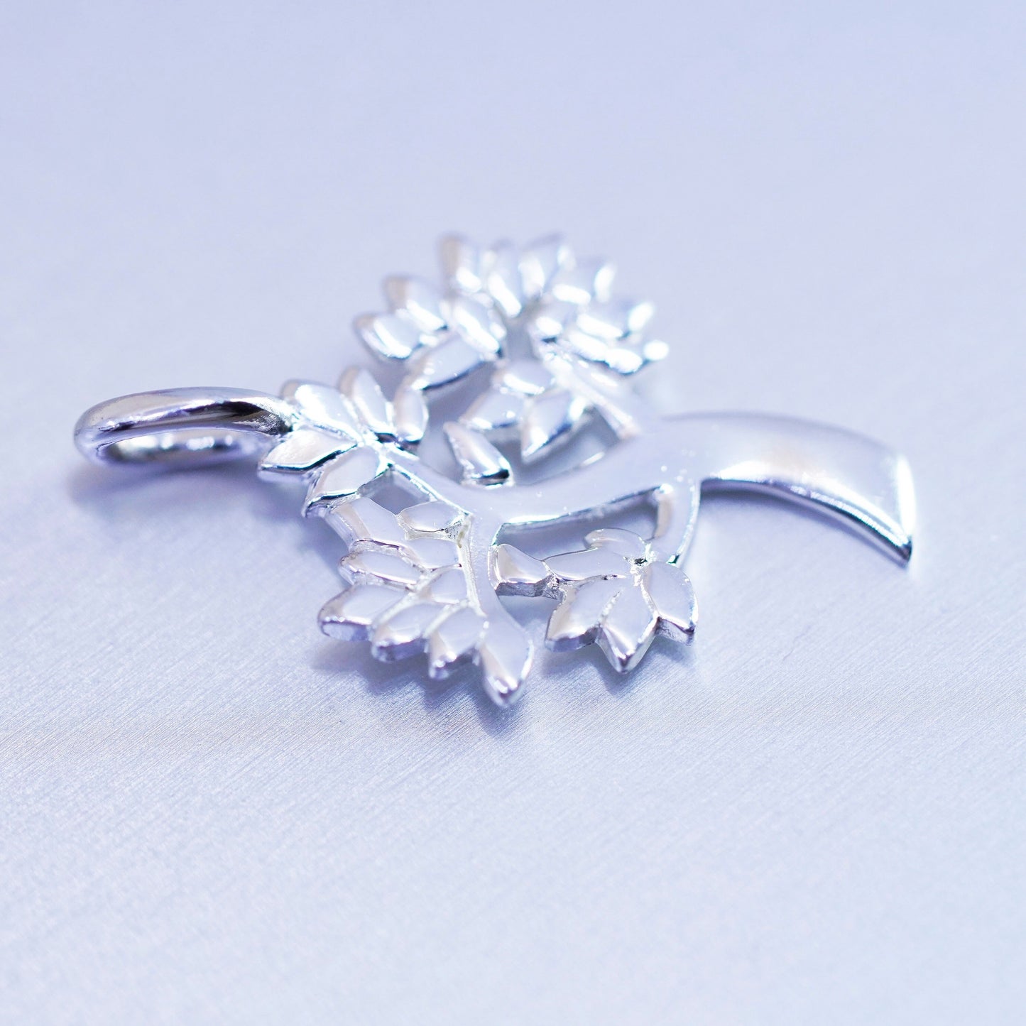 antique sterling 925 silver filigree tree charm pendant