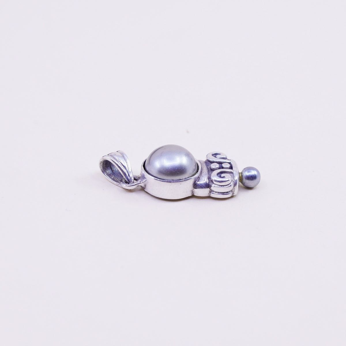 Vintage handmade sterling 925 silver pendant with pearl