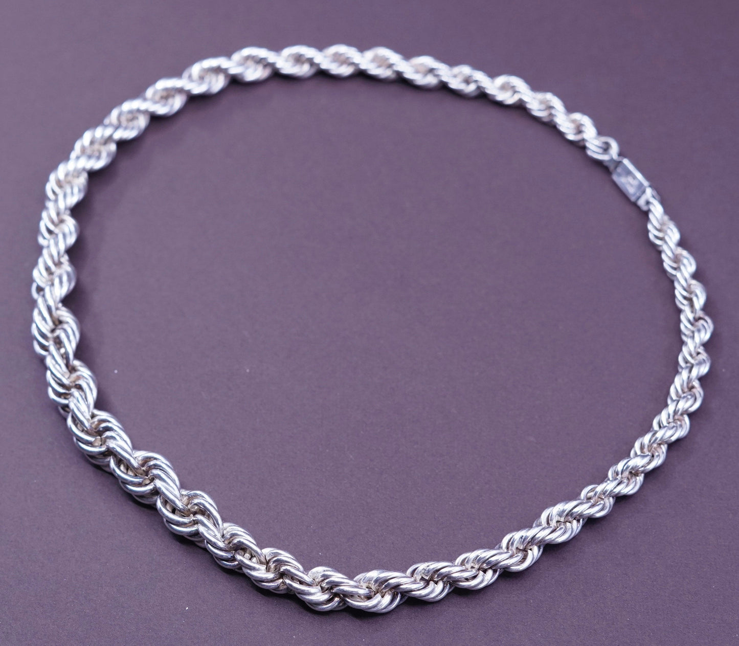 16”, vintage sterling silver handmade necklace, 925 bold graduated rope chain