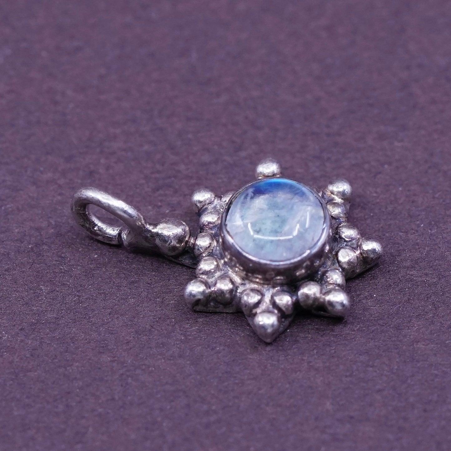 Vintage Sterling 925 Silver Handmade Pendant with moonstone and beads