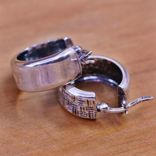 0.5”, vintage Sterling silver hoop earrings, 925 textured hoops
