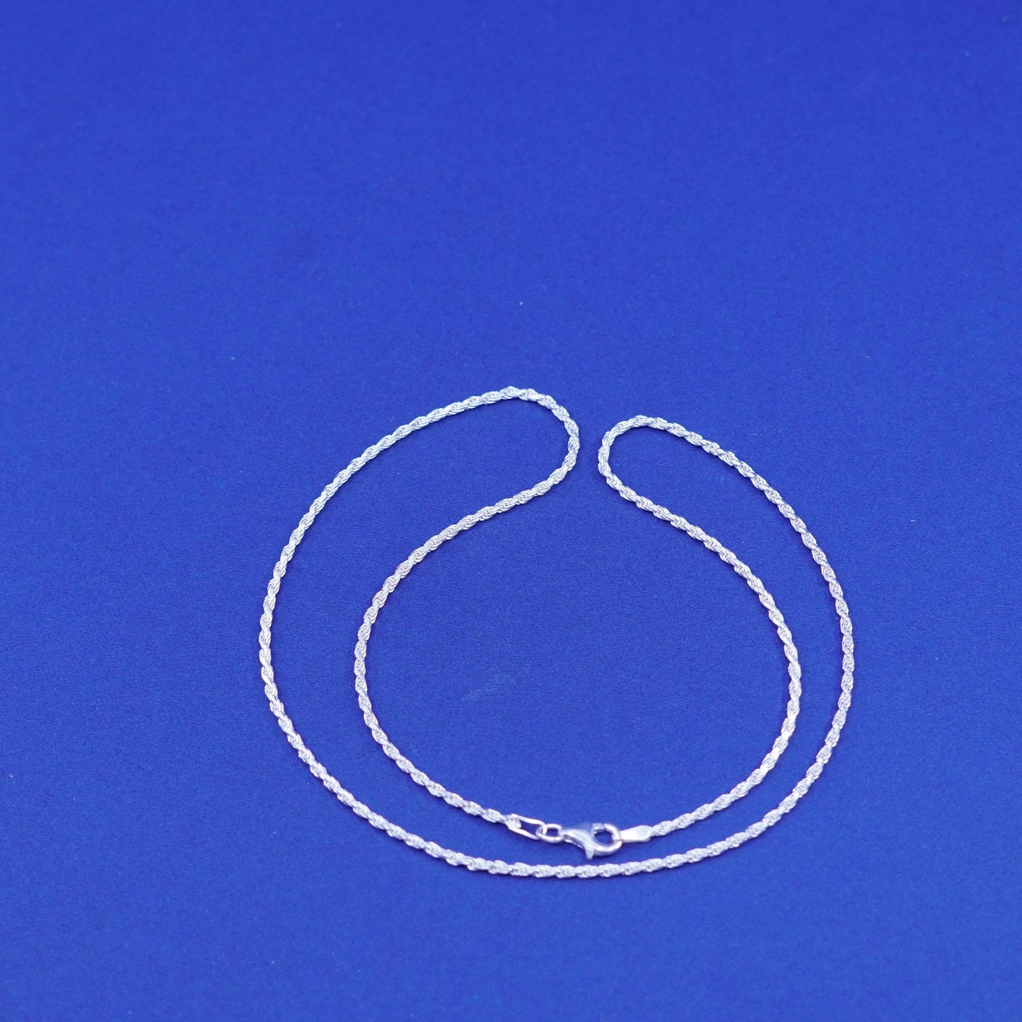 18”, 1.6mm, vintage Sterling silver handmade necklace, 925 diamond rope chain