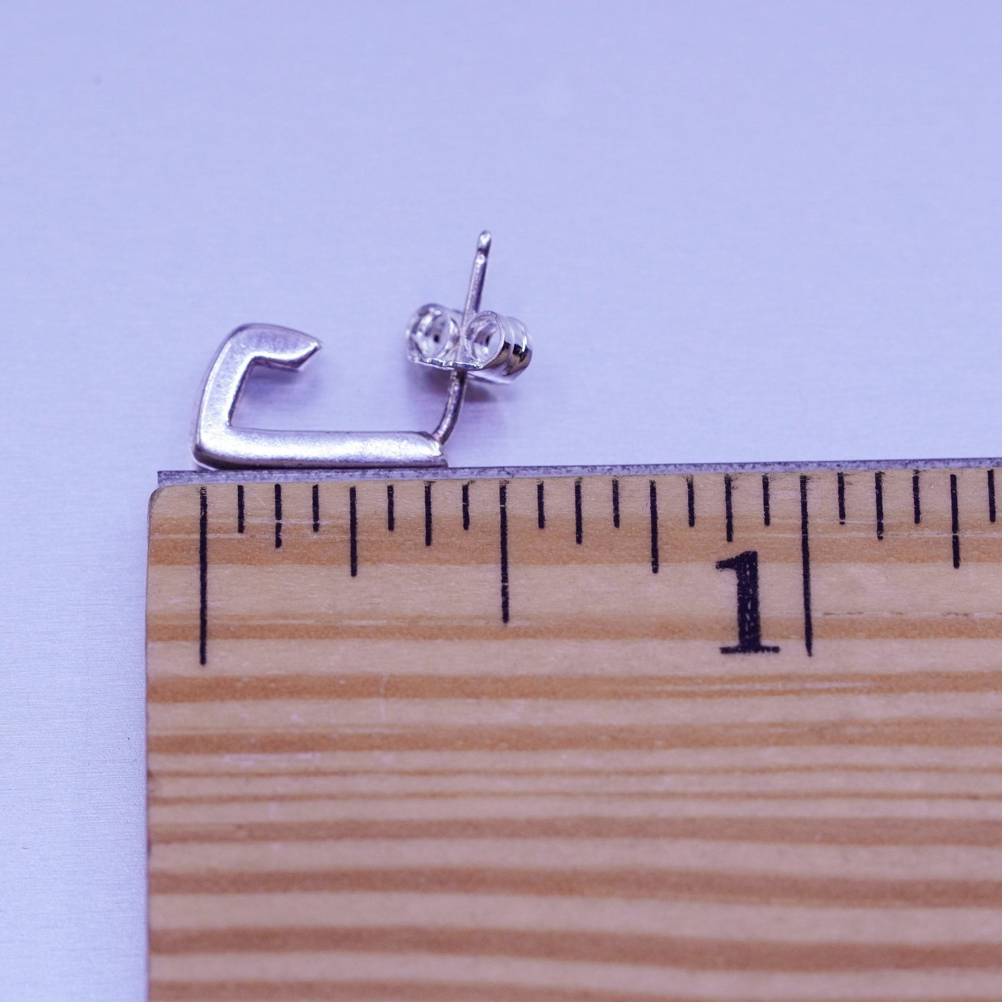 vintage Sterling silver handmade earrings, modern 925 huggie studs