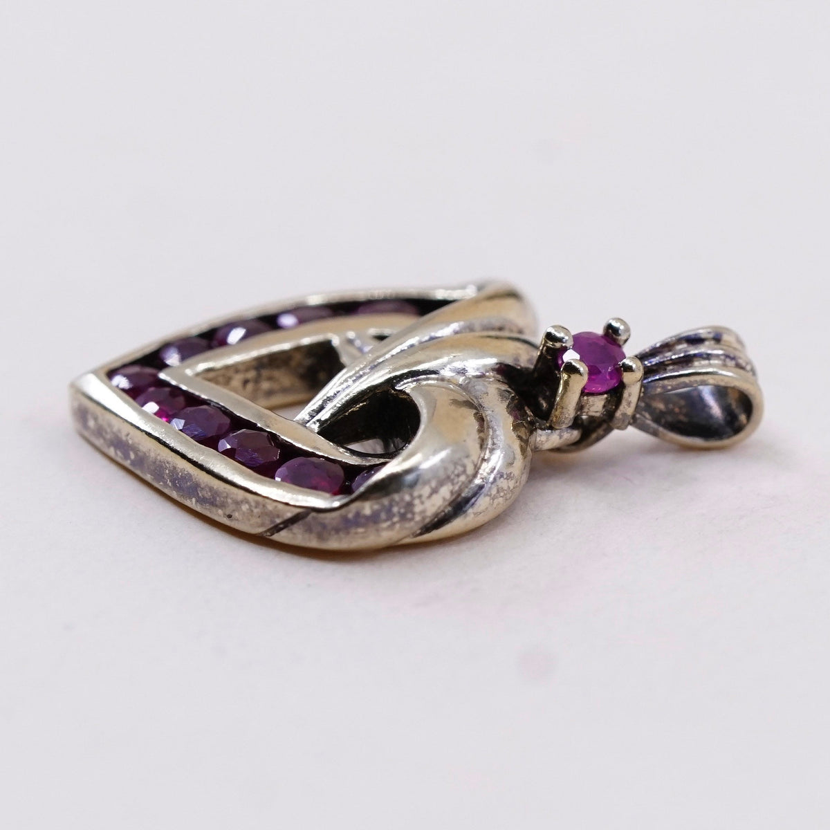 Vermeil Gold over sterling silver pendant, 925 heart with ruby