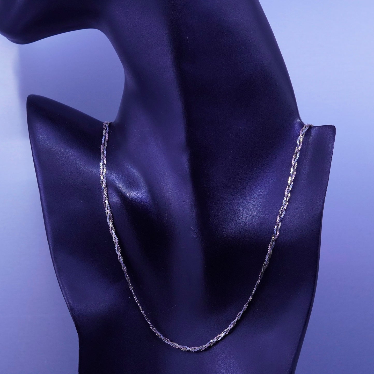 24” 3mm, vintage Italy two tone Sterling 925 silver twisted s chain necklace