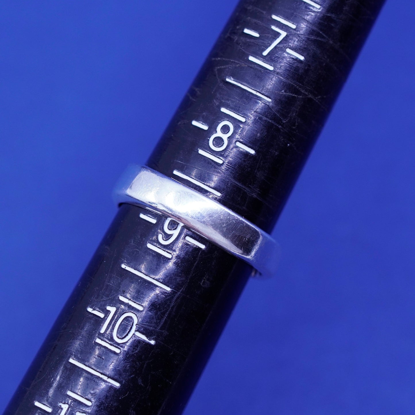 Size 8.75, vintage Sterling silver handmade wrapped ring, 925 statement band