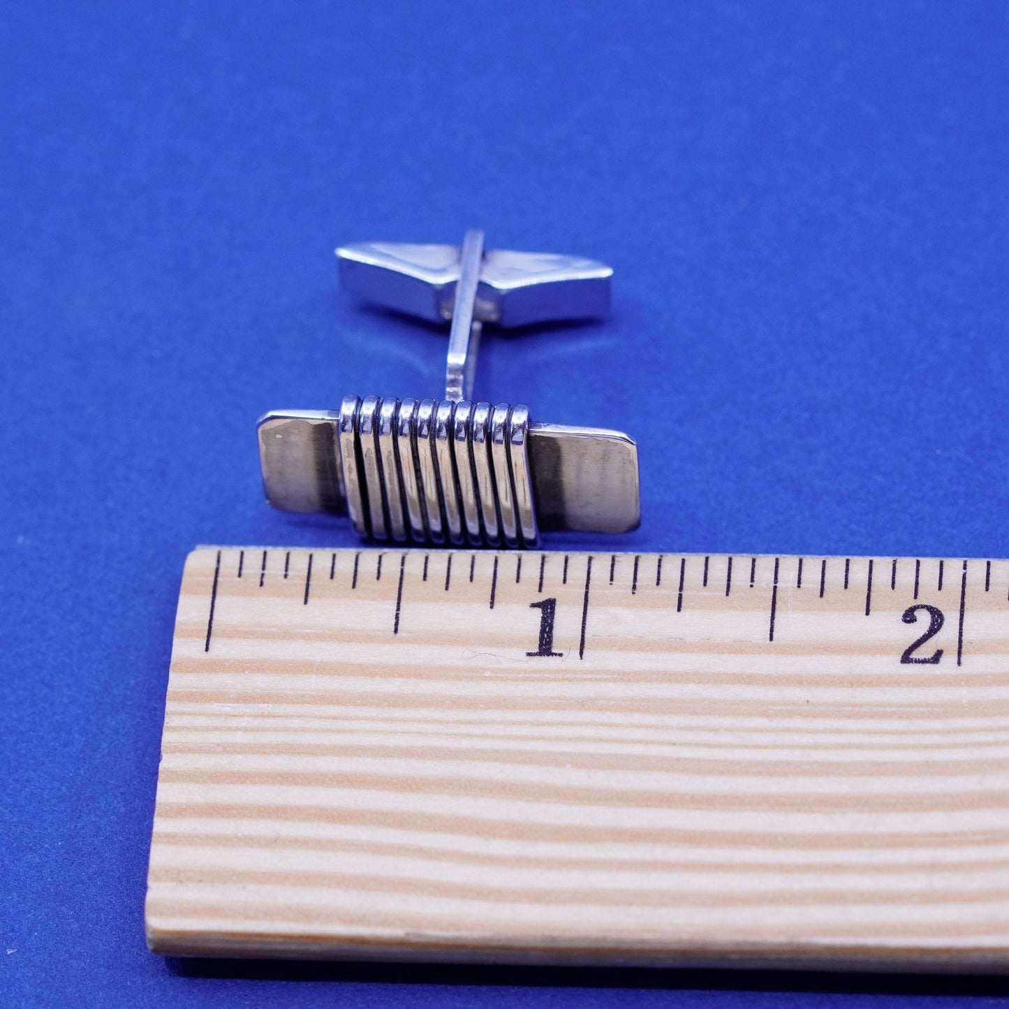 Vintage Orb sterling silver Handmade cufflinks, rectangular 925 cuff links