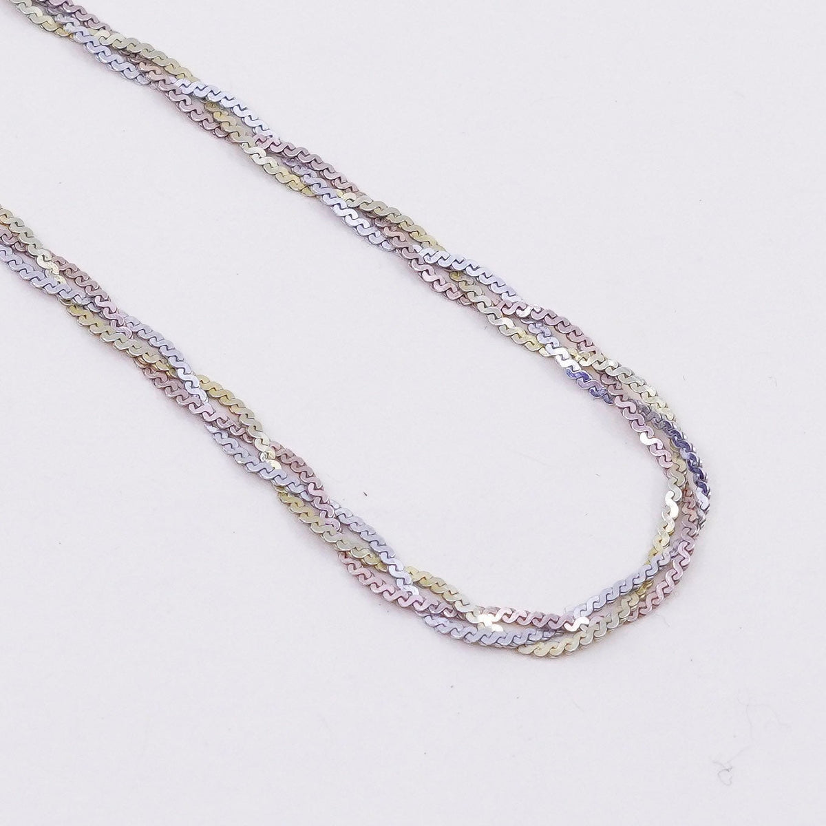 16”, vermeil gold over sterling silver necklace, 925 woven braided s link chain
