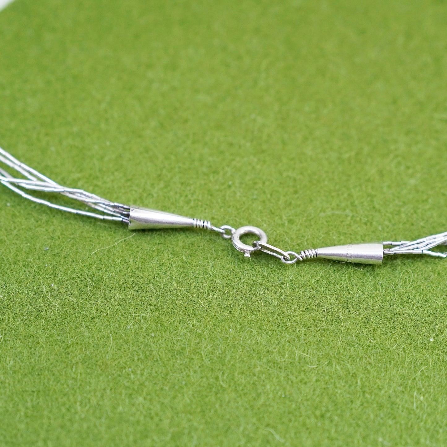 24”, Native American Liquid Sterling 925 Silver necklace chain obsidian beads