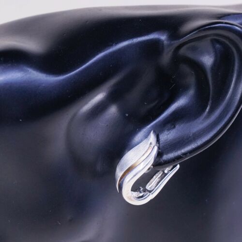 Vtg PB Sterling silver Handmade hoop earrings, 925 hoops huggie