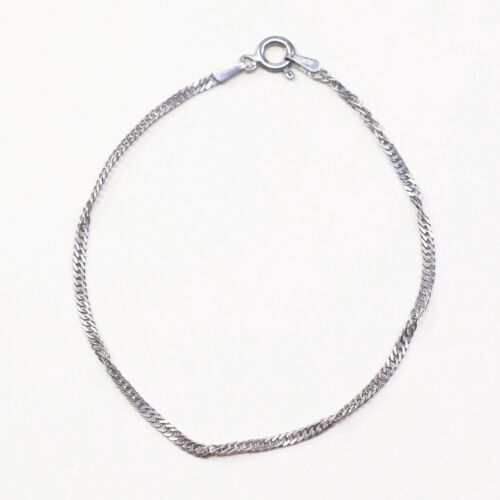 7”, Vtg Sterling Silver Handmade Bracelet, 925 Twist curb link Chain, Stamped 92