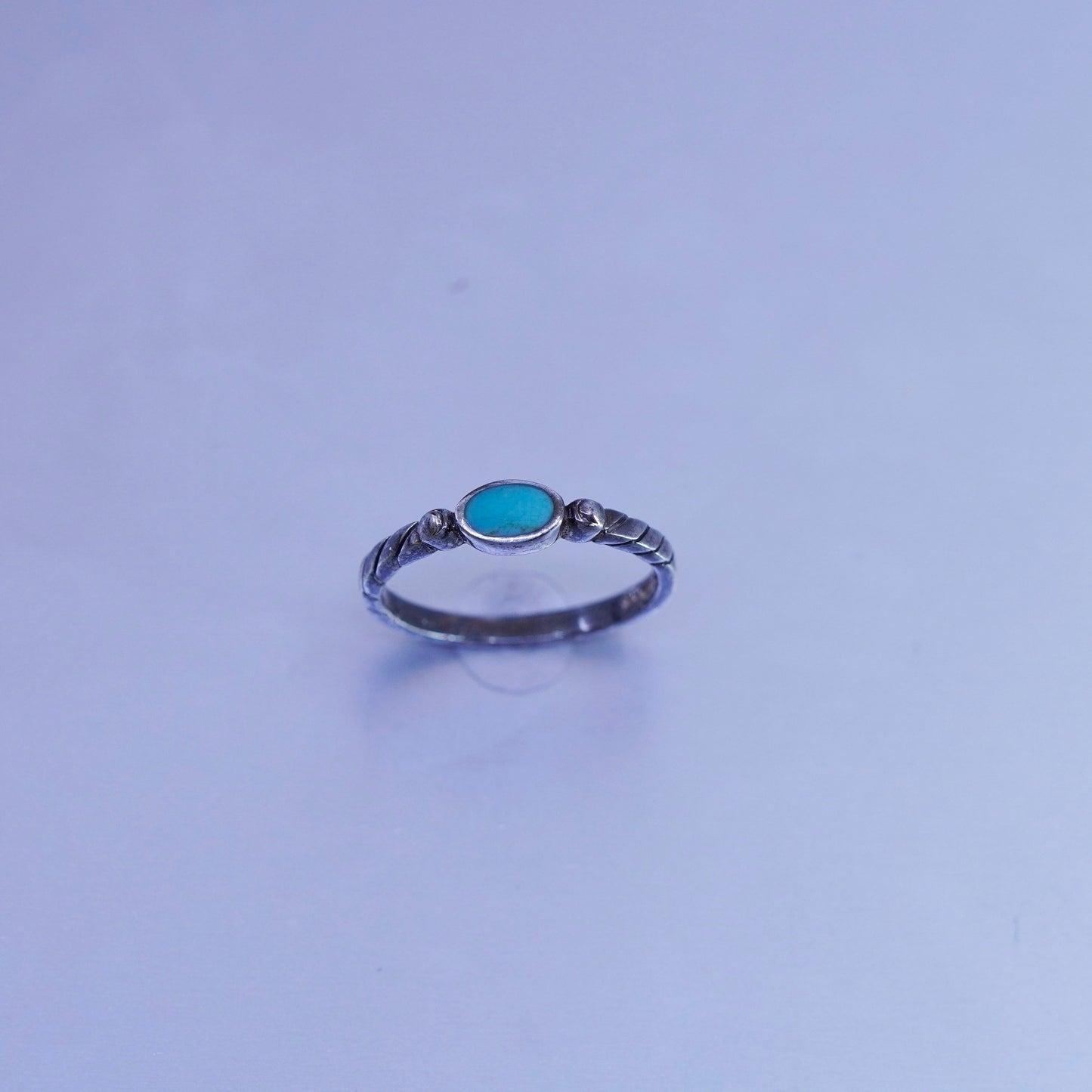 Size 8, Native American navajo Sterling 925 silver stackable ring turquoise