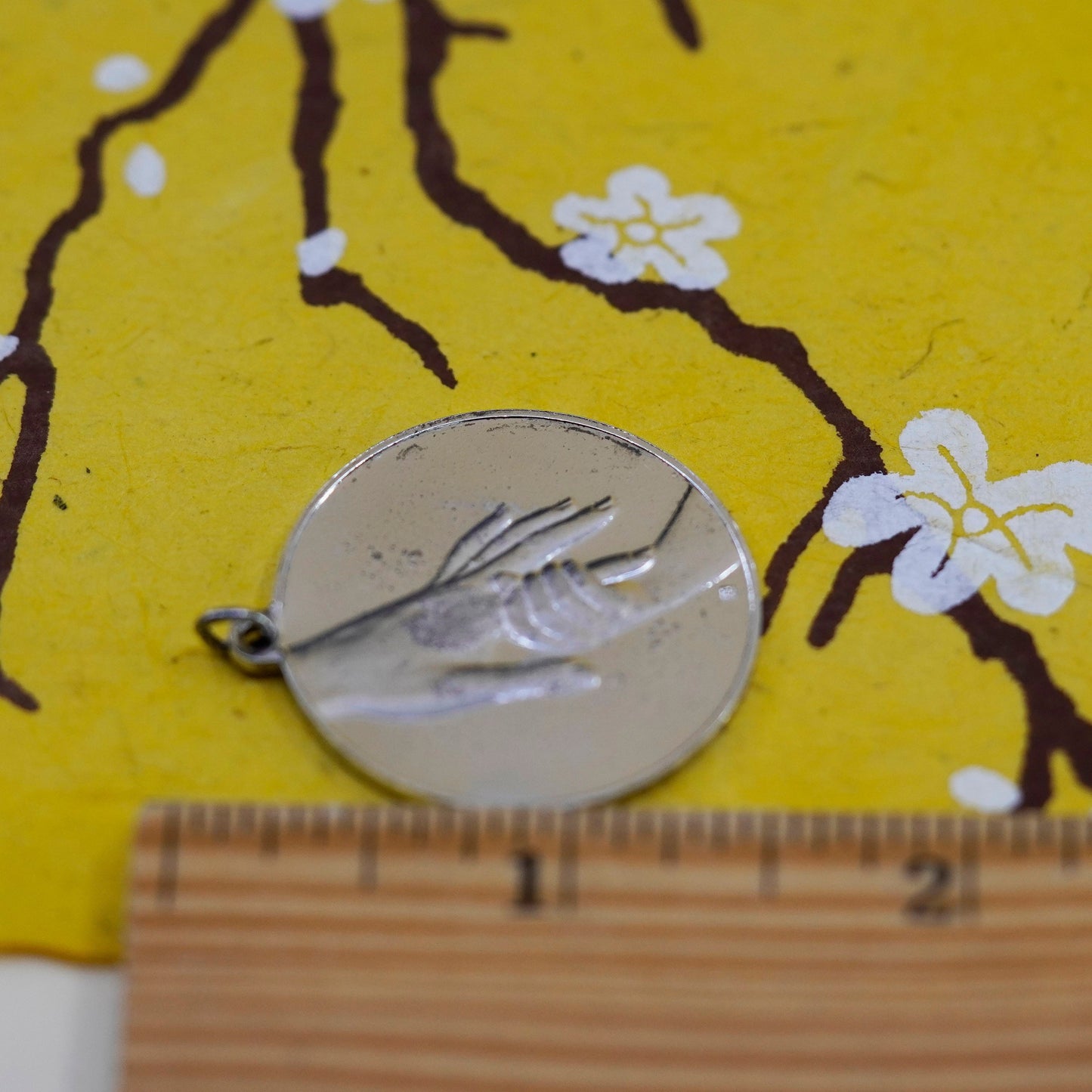 vintage Sterling silver motherhood pendant, 1970s 925 circle holding hands