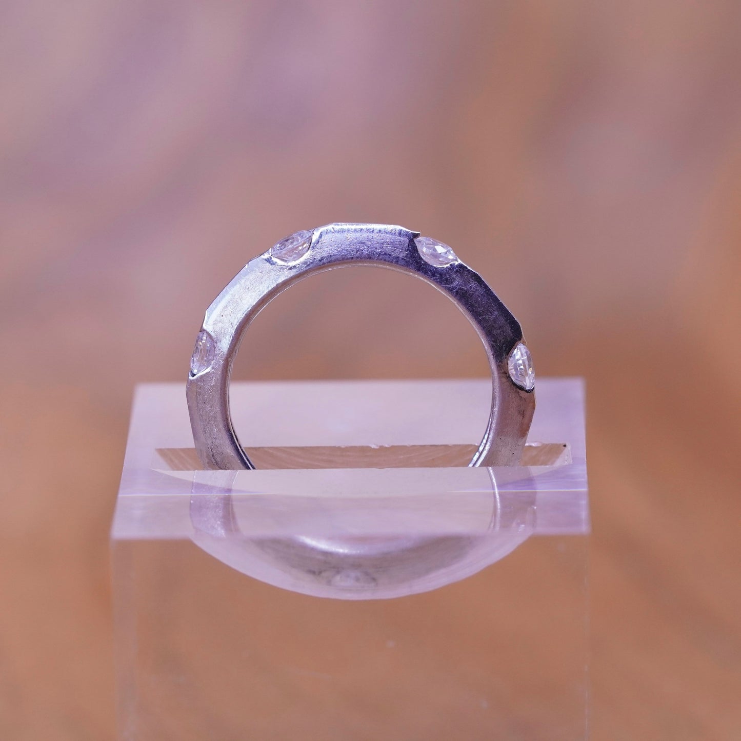 Size 6.5, vintage Sterling silver ring, 925 band with cz