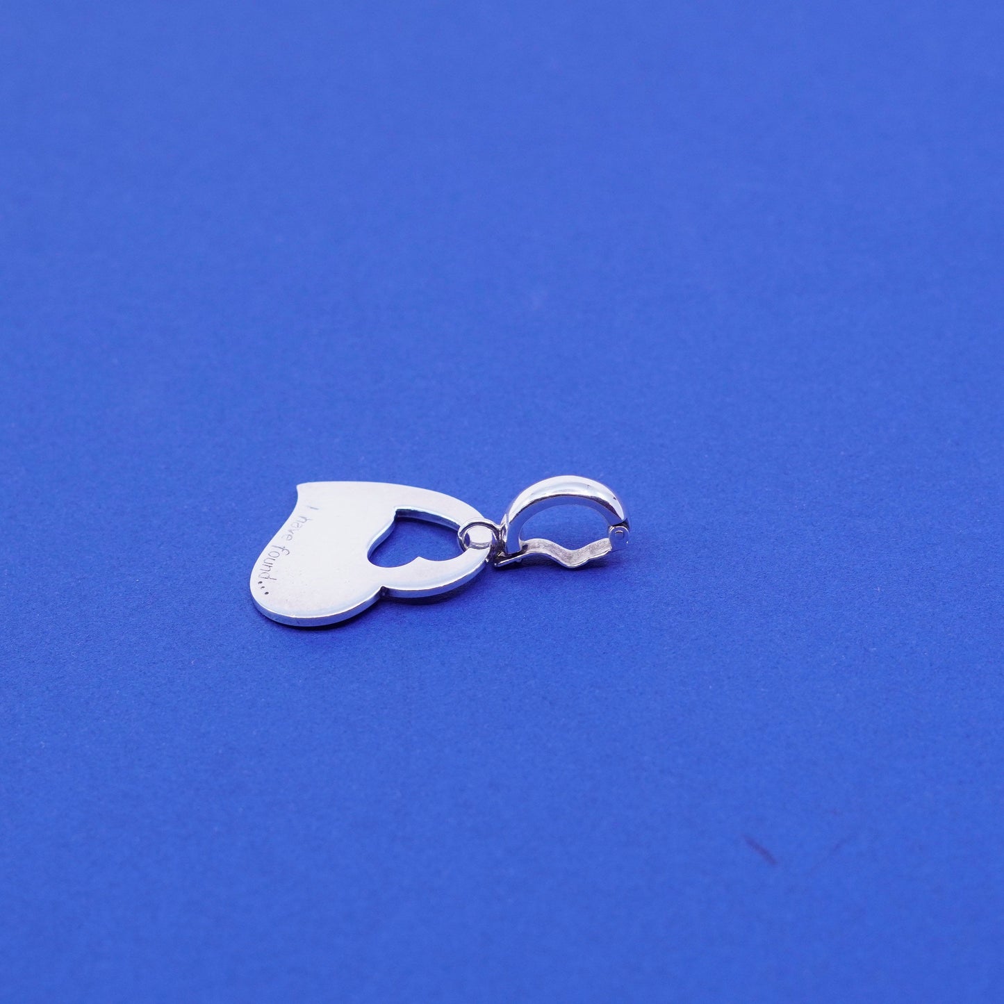 sterling silver pendant, 925 heart charm “i have found mon amour (my love)”