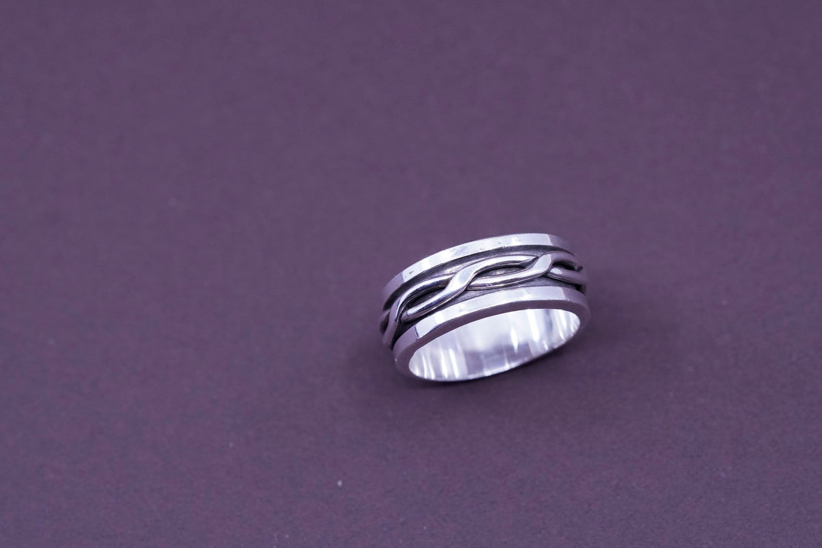Size 11, vintage Sterling silver prayer ring, 925 spinner band