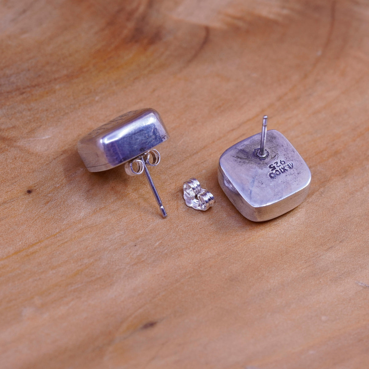 Vintage Sterling silver studs, 925 square earrings monogram “GKC”