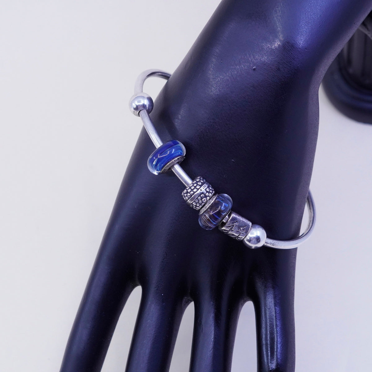6.75”, vtg CHAMILIA CHAM sterling silver bracelet, 925 wrap bangle happiness