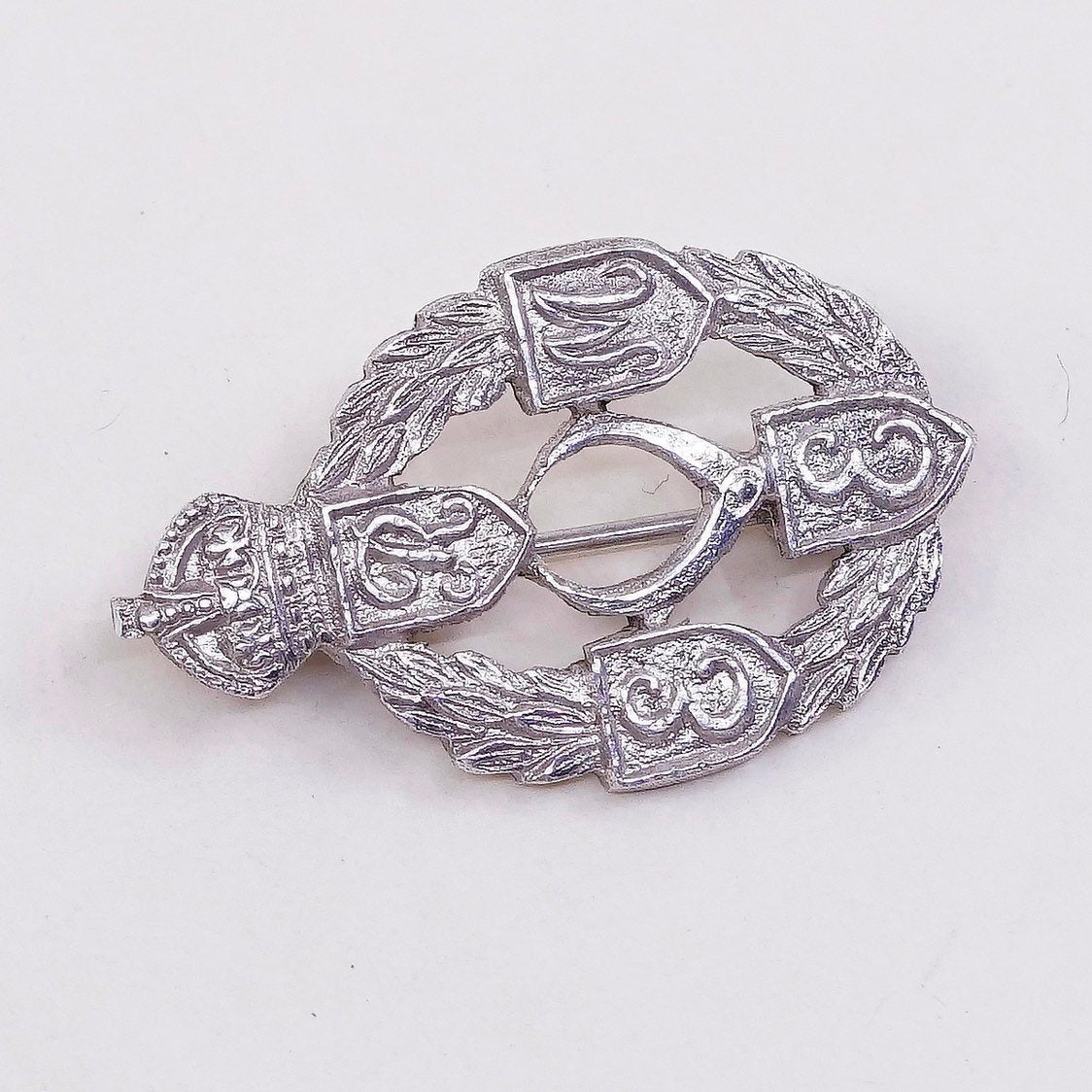 sterling 925 silver brooch, REME Royal Air Force King’s crown wings sweetheart