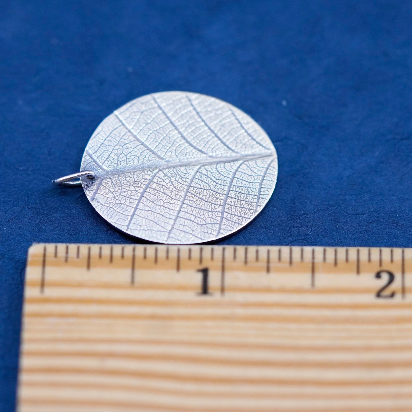 Vintage Sterling silver handmade pendant, 925 leaf tag