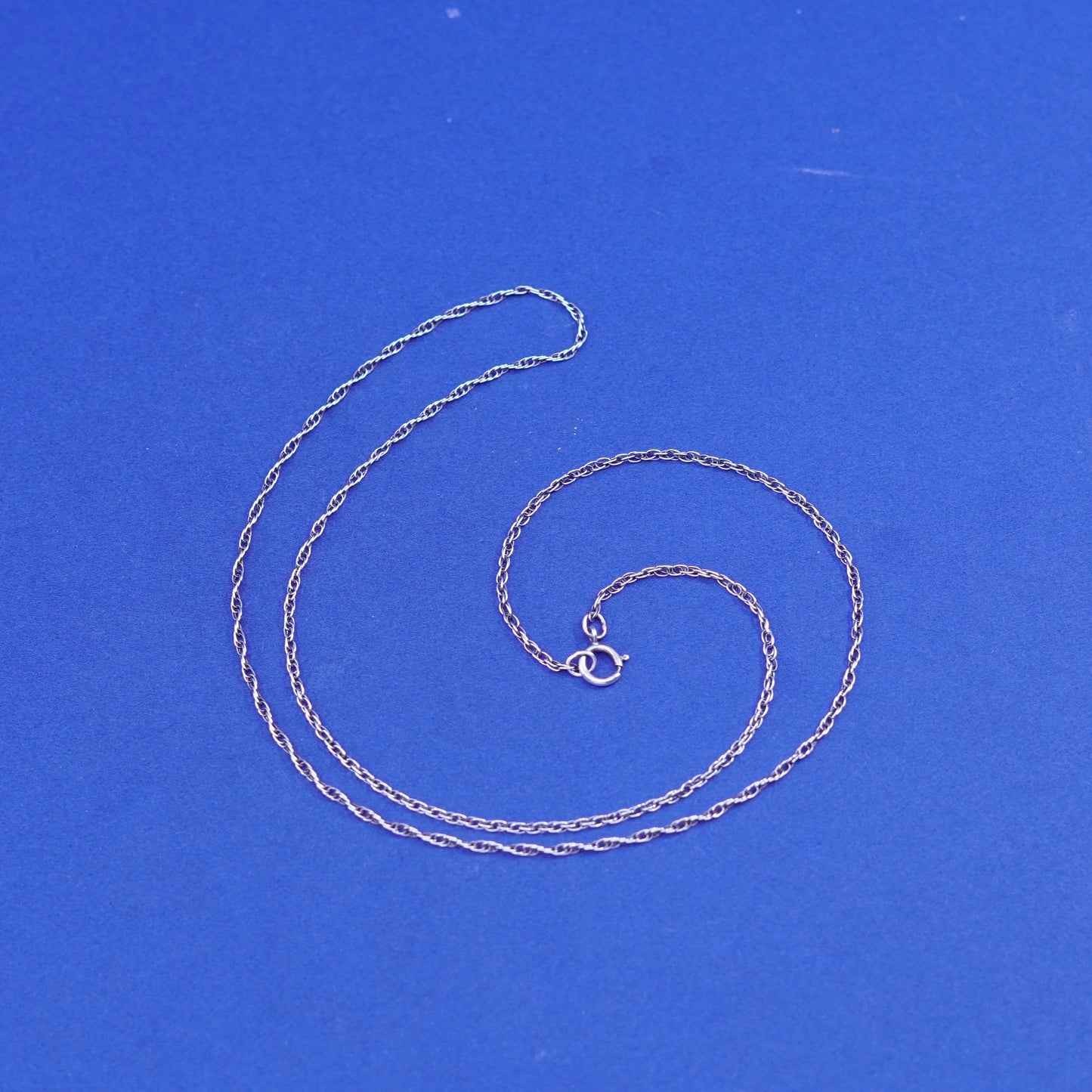 18”, 1mm, vintage Sterling silver necklace, 925 Singapore rope chain