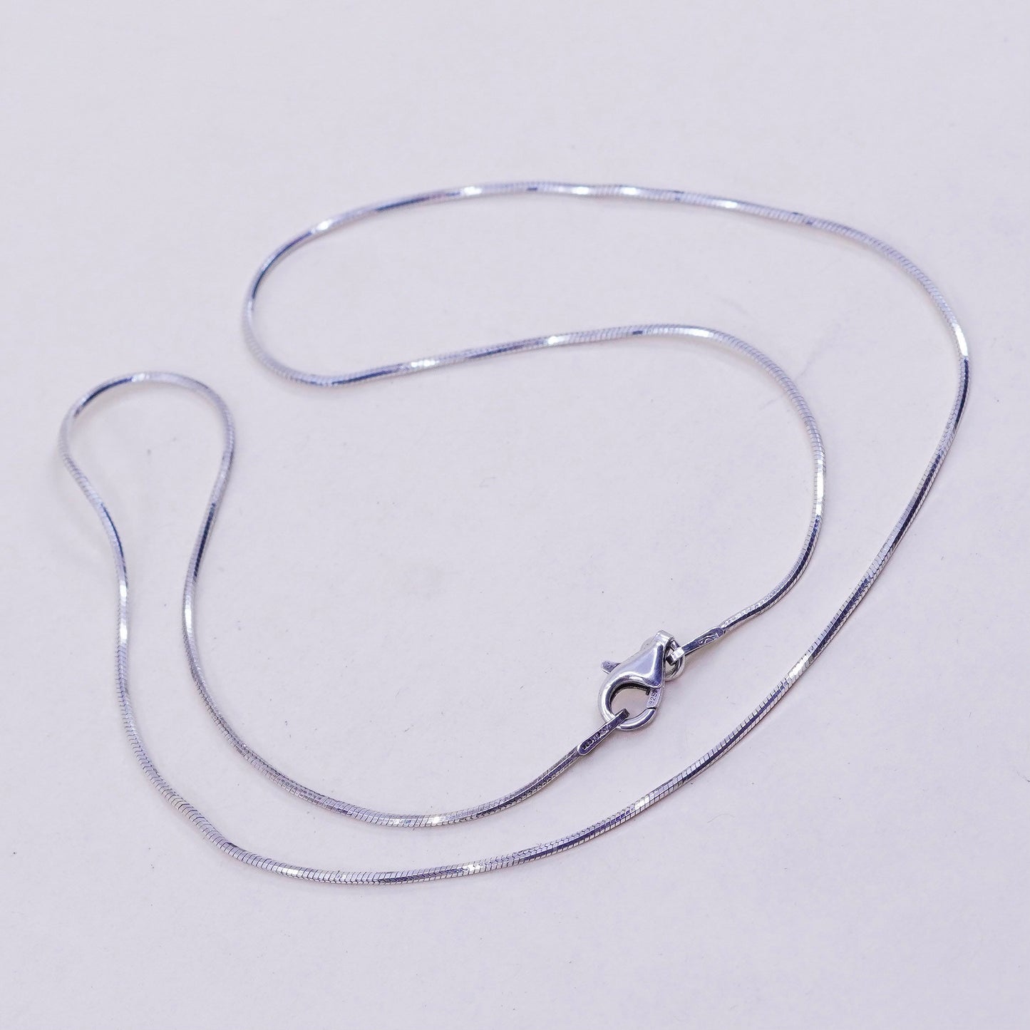 16”, 1mm, Vintage sterling silver square snake chain, Italy 925 necklace