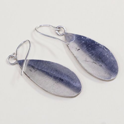 Vtg Mexico Sterling 925 Silver Handmade Hammered Teardrop Dangles Earrings