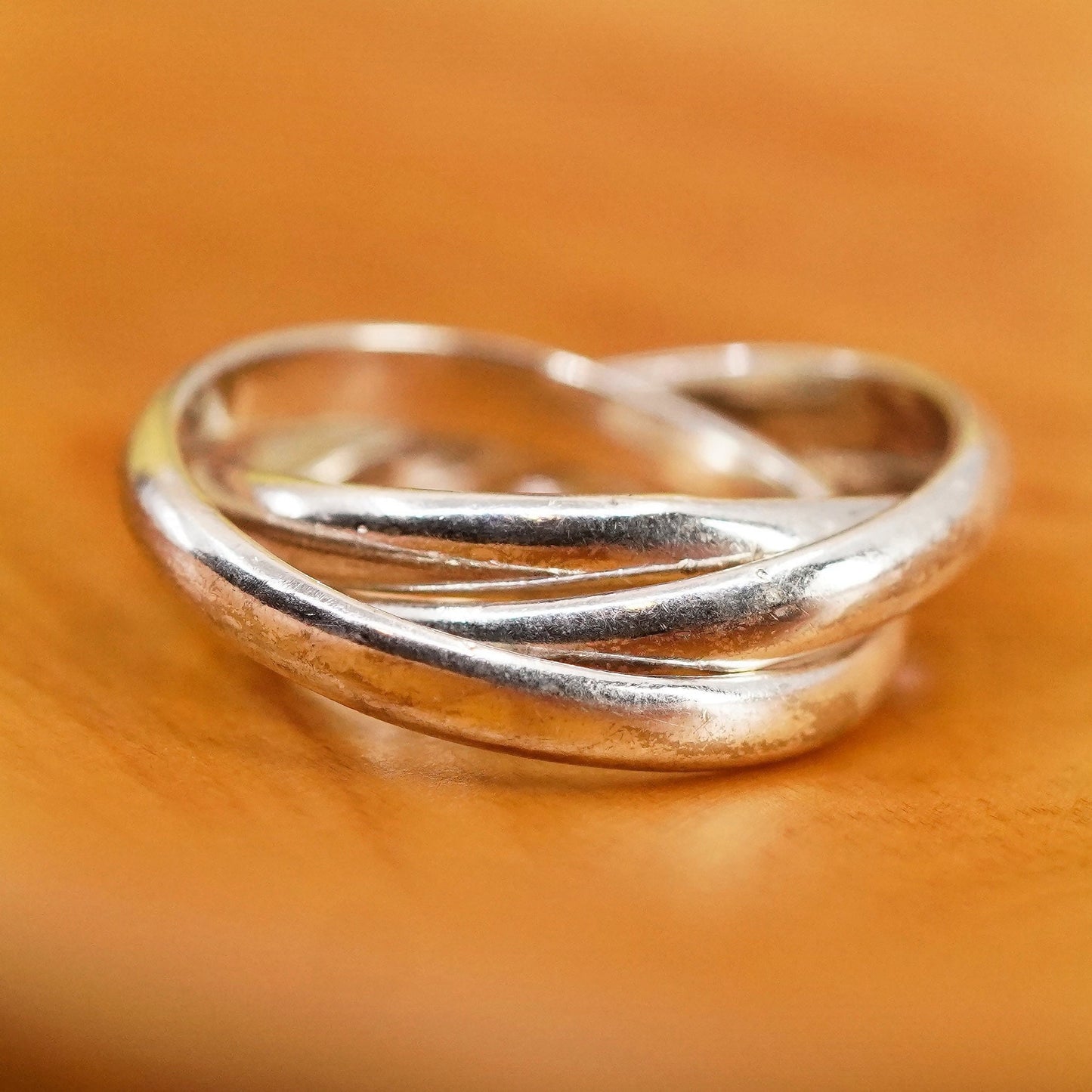 size 6, vintage Sterling silver handmade ring, 925 entwined band