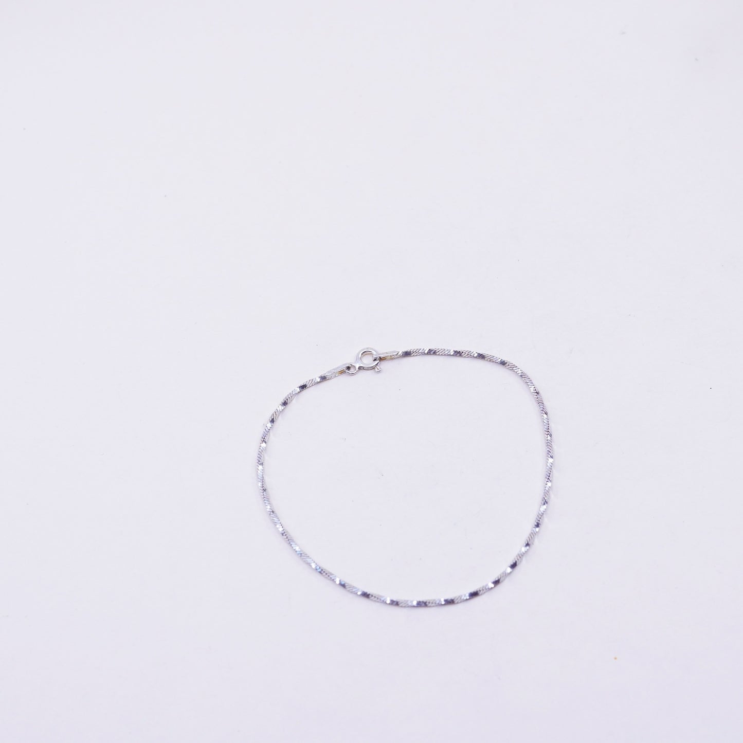 7.25”, 1mm, Vintage sterling silver twisted snake bracelet, 925 chain