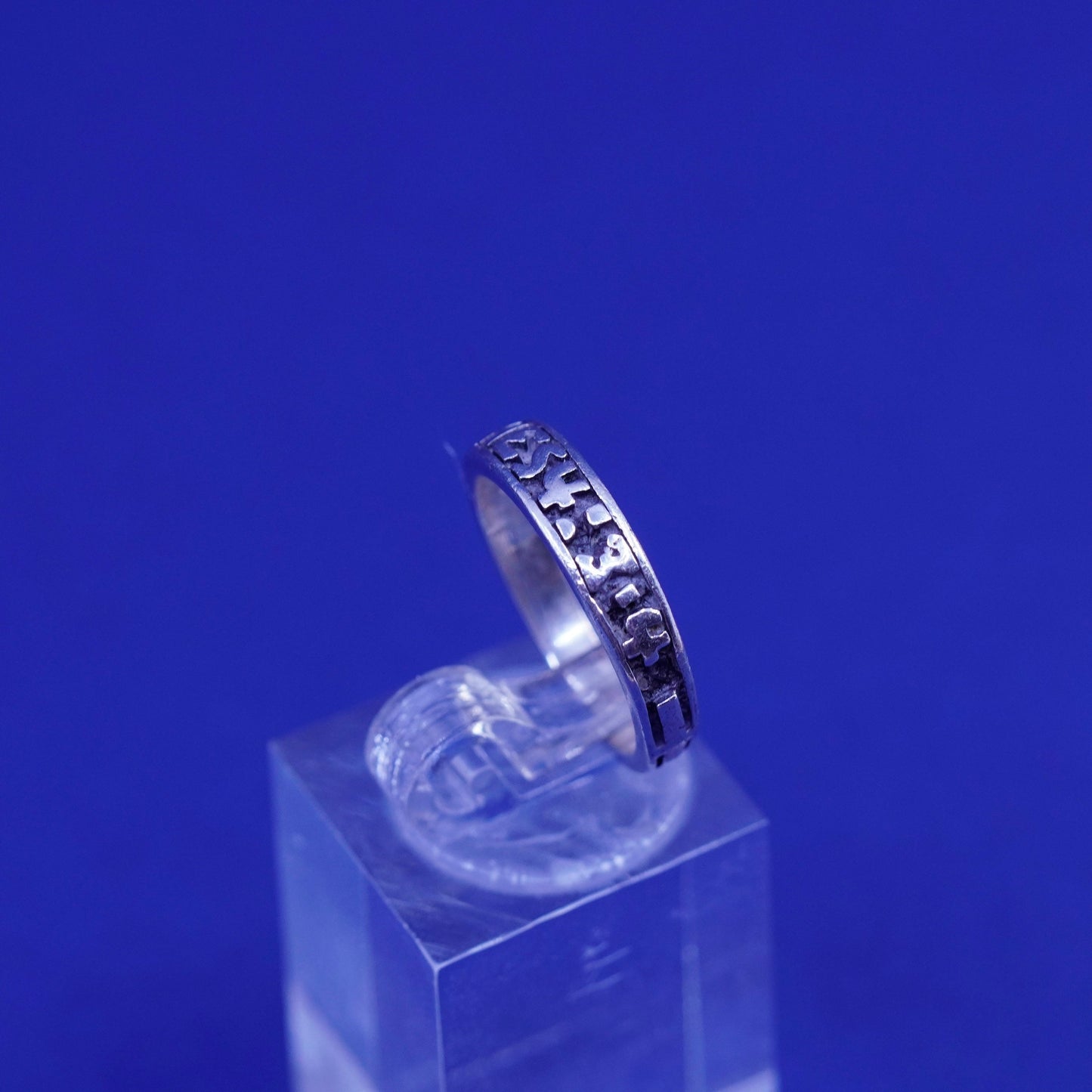 Size 6, vintage Sterling silver handmade ring, religious ITHES.4:3 4 925 band