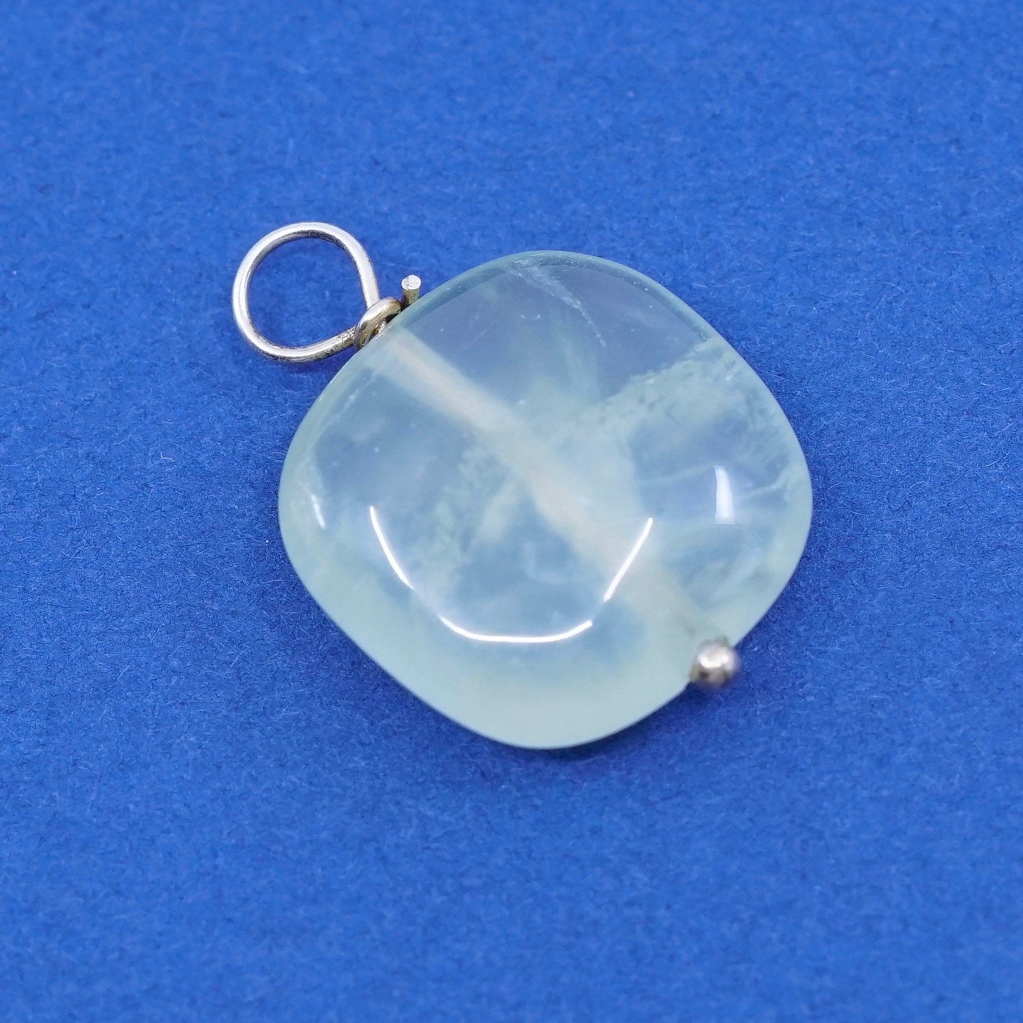 Vintage Sterling 925 silver handmade pendant with jade