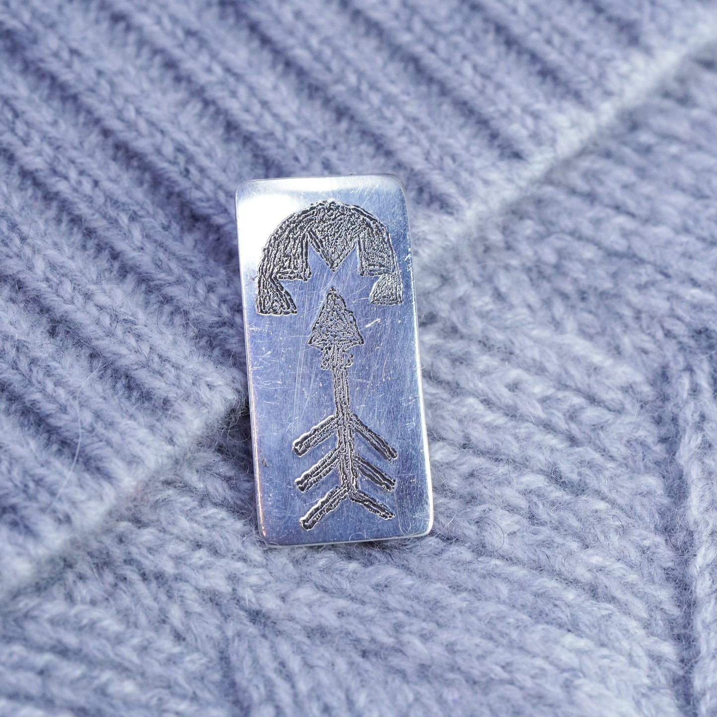 Vintage sterling silver handmade brooch, 925 arrow shield pin