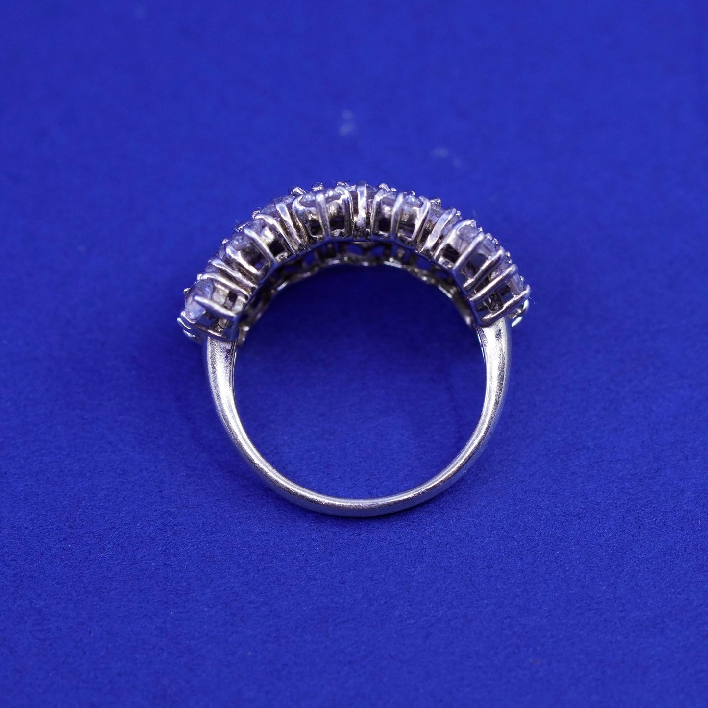 Size 7.25, vintage vermeil gold over Sterling 925 silver ring cluster crystal