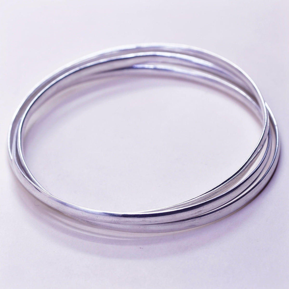 7.75”, vintage sterling 925 silver handmade entwined bracelet, bangle