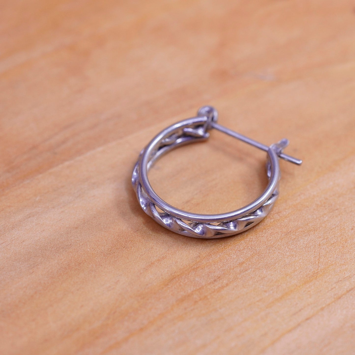 0.75”, Vintage Sterling silver handmade earrings, 925 textured hoops