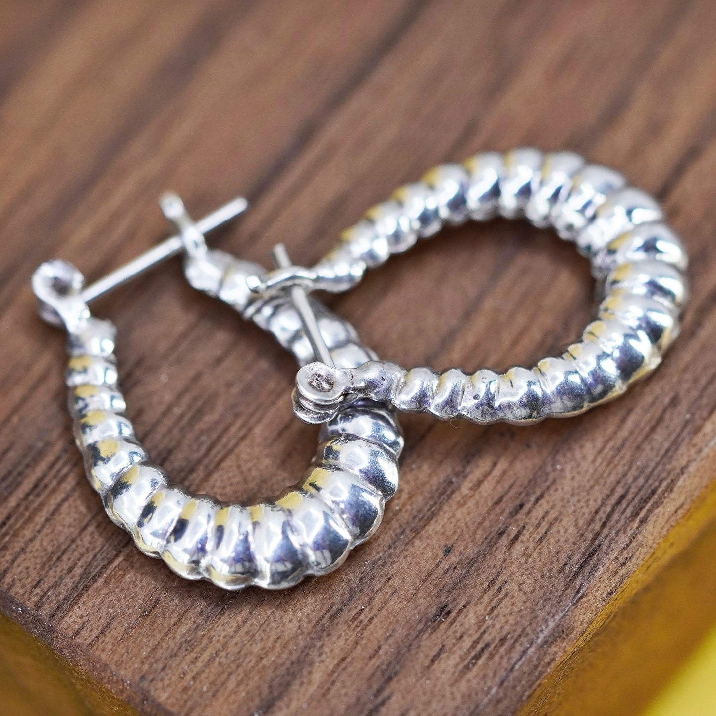 0.75”, Vintage Sterling silver handmade earrings, 925 twisted hoops