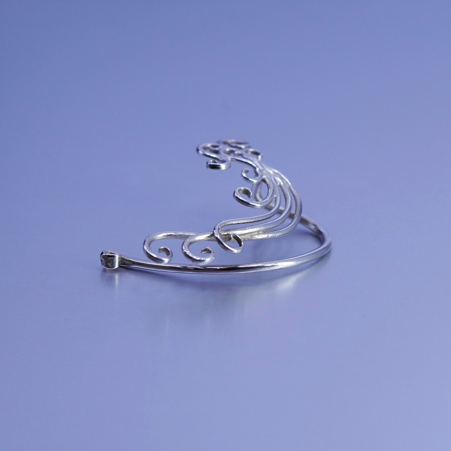 Vintage Sterling silver handmade ear cuff, 925 swirly earring cuff