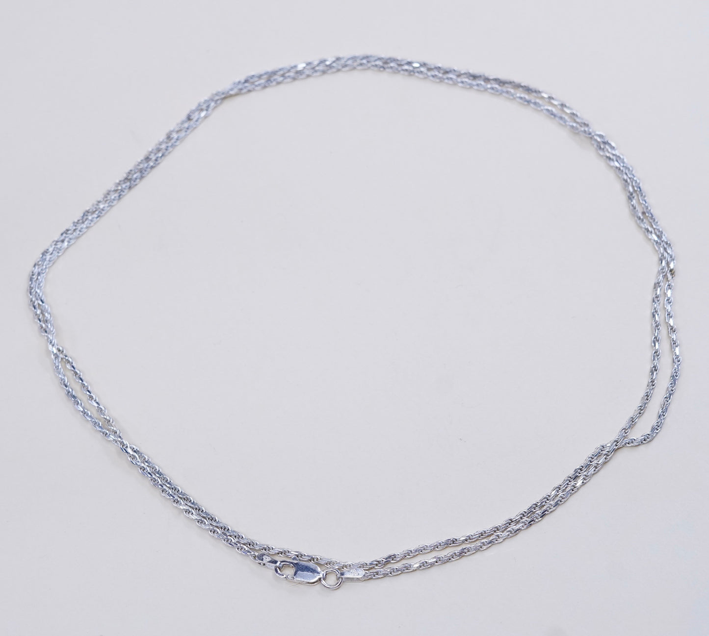 30”, 2mm, vintage Italy Sterling silver necklace, 925 diamond cut rope chain
