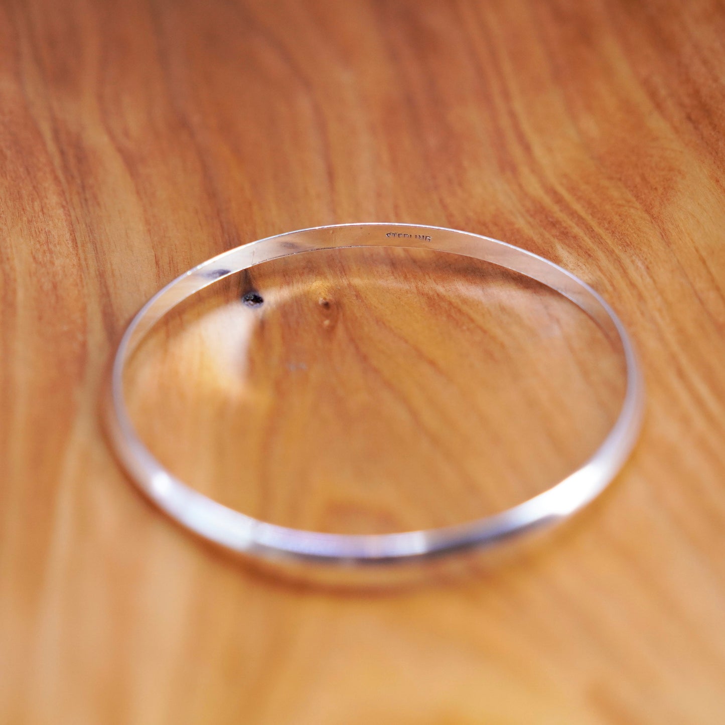 8.25”, Vintage Mexico Sterling silver handmade bracelet, ribbed 925 bangle