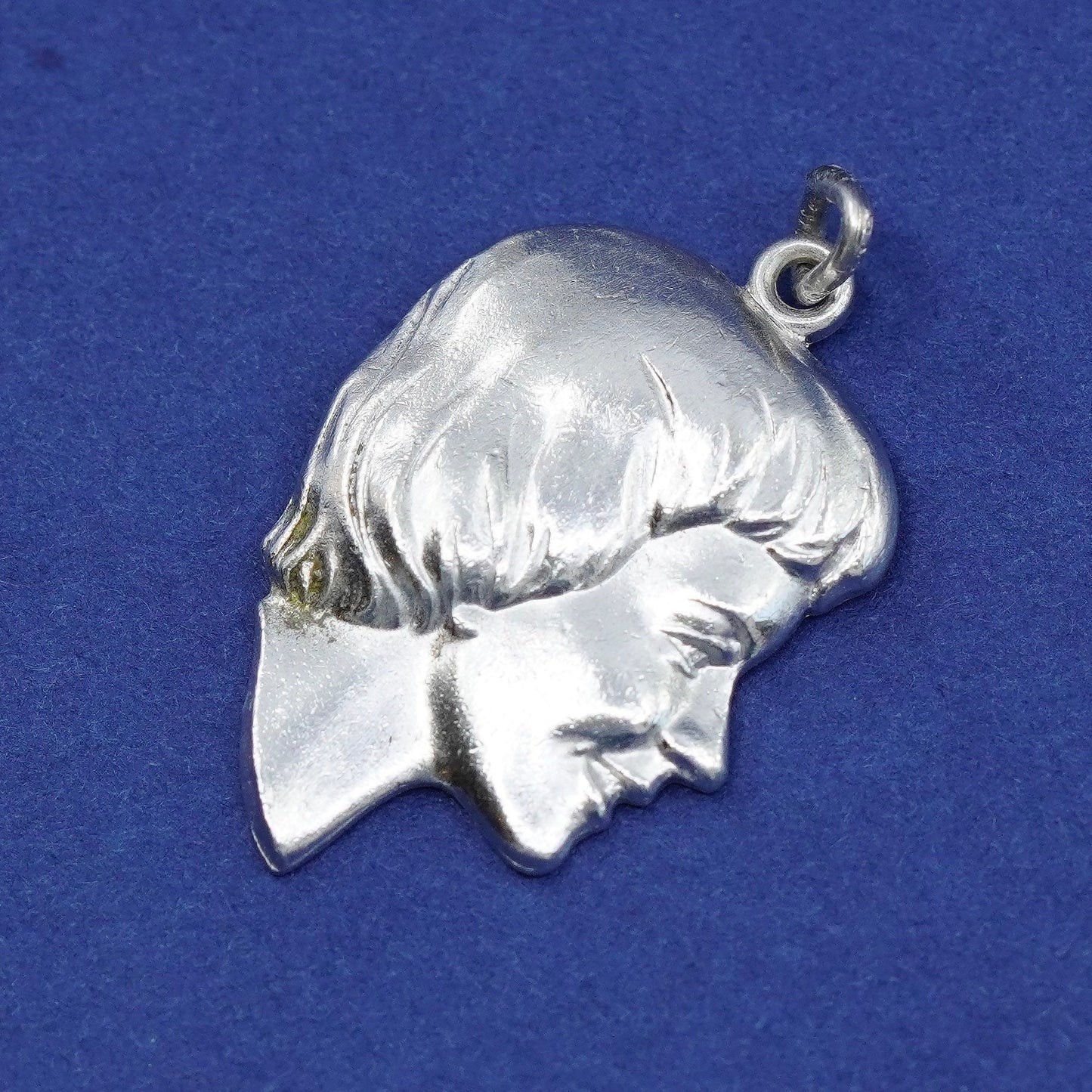 Vintage Sterling 925 Silver handmade relief man portrait