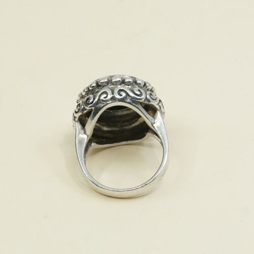 Size 8, Vtg Handmade Ring in Sterling Silver N Abalone - Stamped 925 CFJ Thai