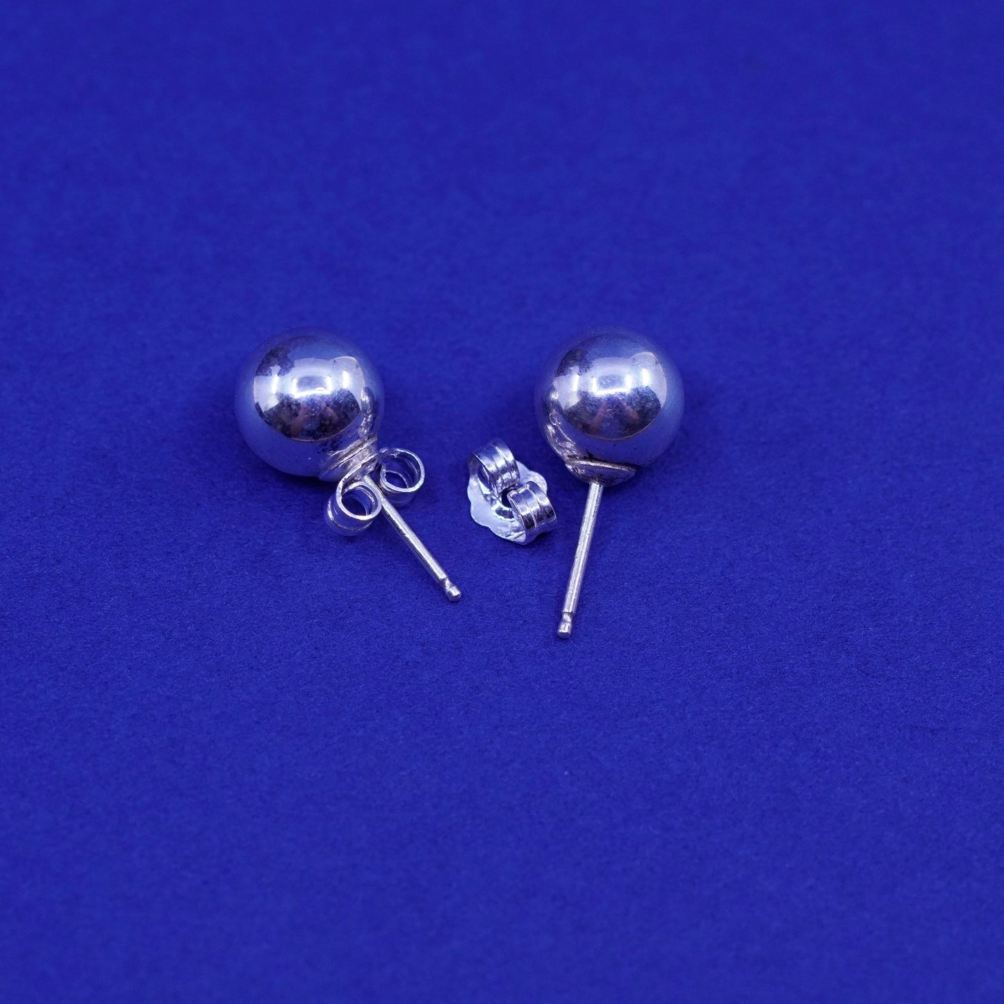10mm Vintage Sterling 925 silver handmade earrings, 925 studs
