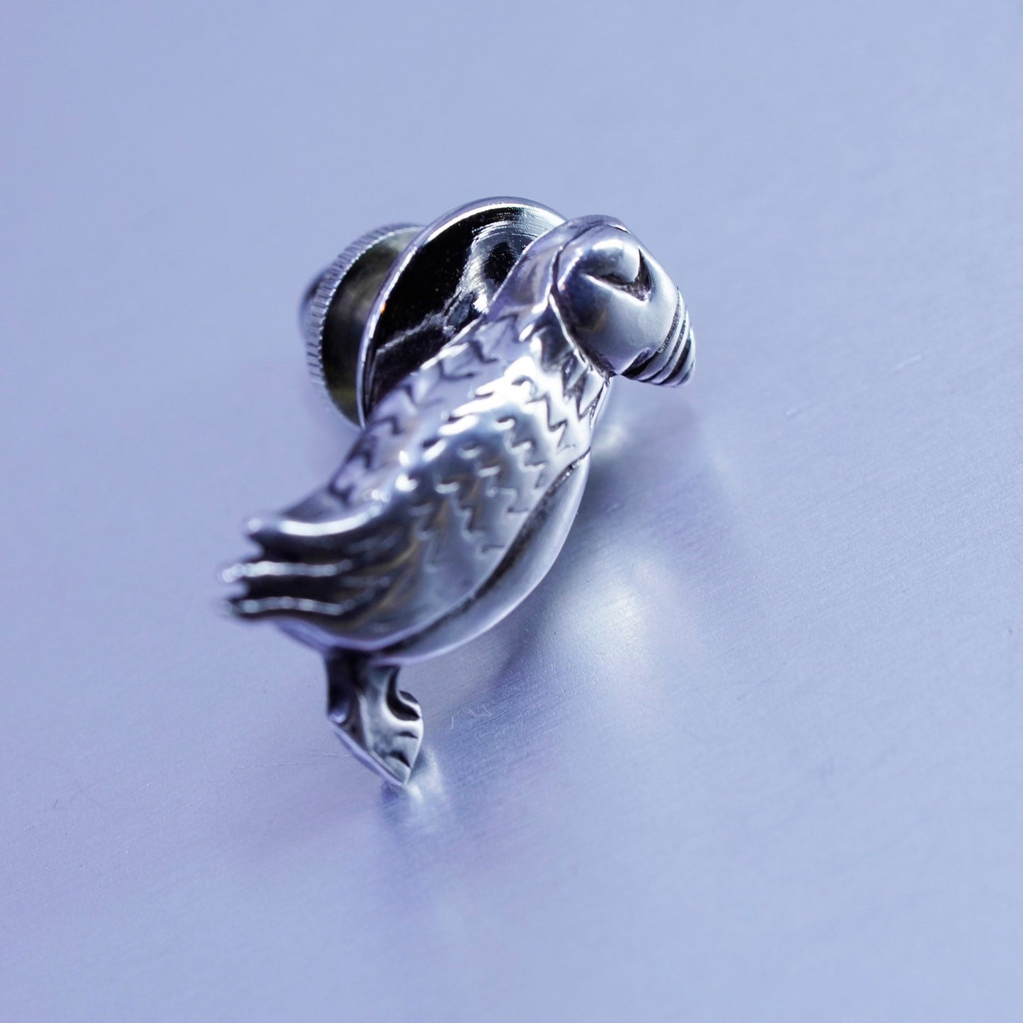 Vintage sterling silver handmade brooch, 925 puffin bird pin
