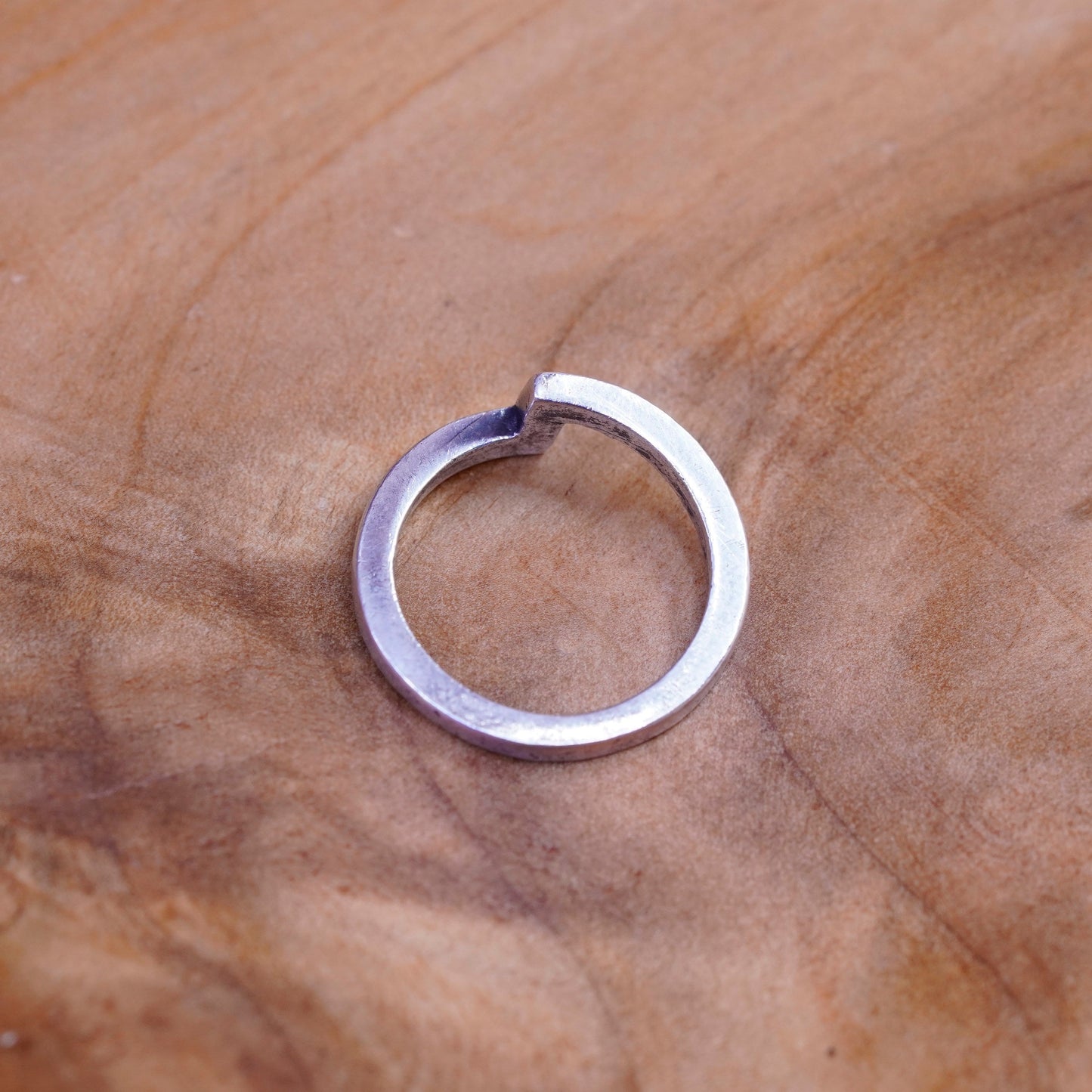 Size 6, vintage Sterling silver handmade ring, modern bold edgy 925 band