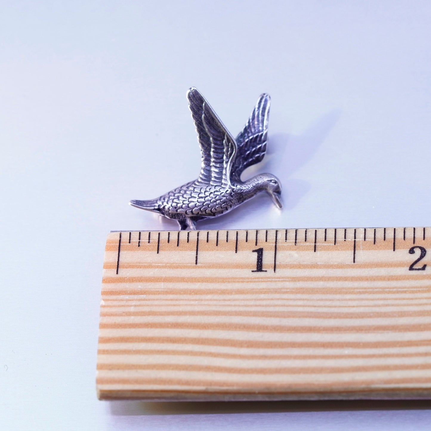Vintage sterling silver handmade brooch, 925 duck goose pin