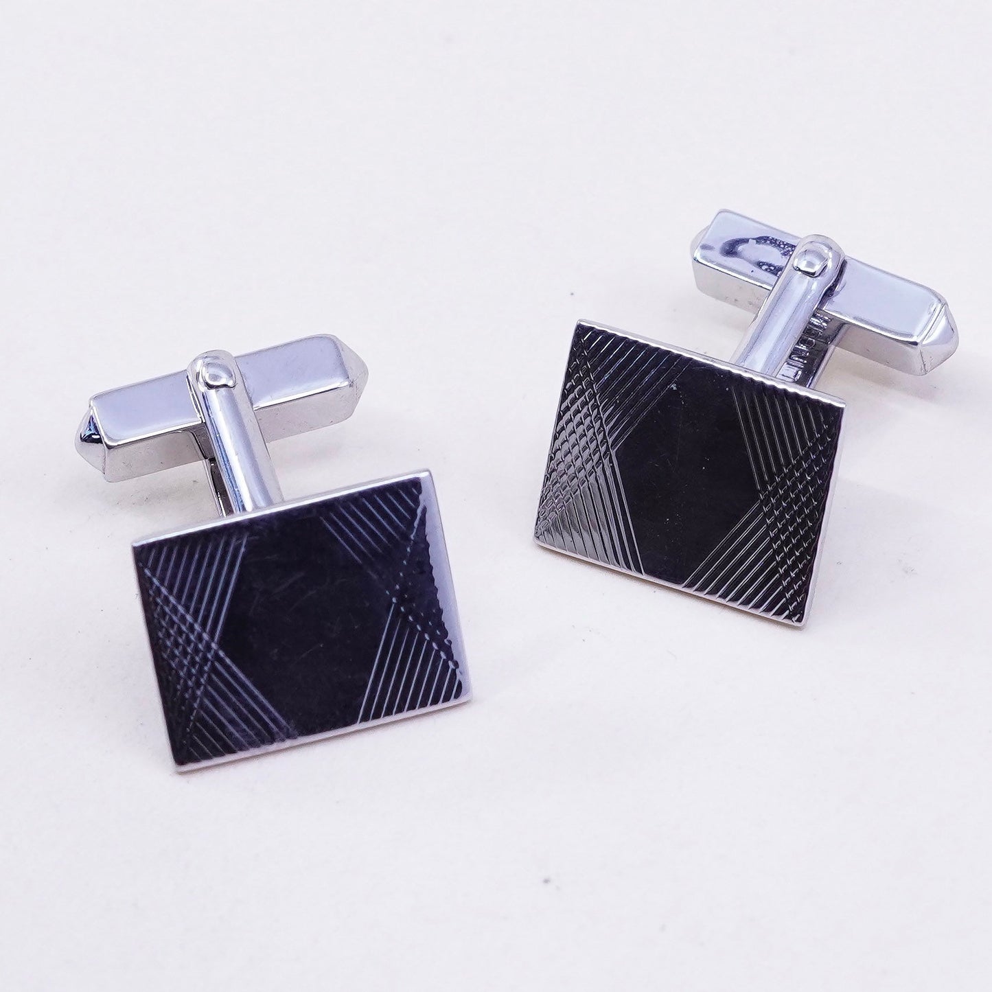 Vintage modern simple sterling silver cuff link, 925 cufflink