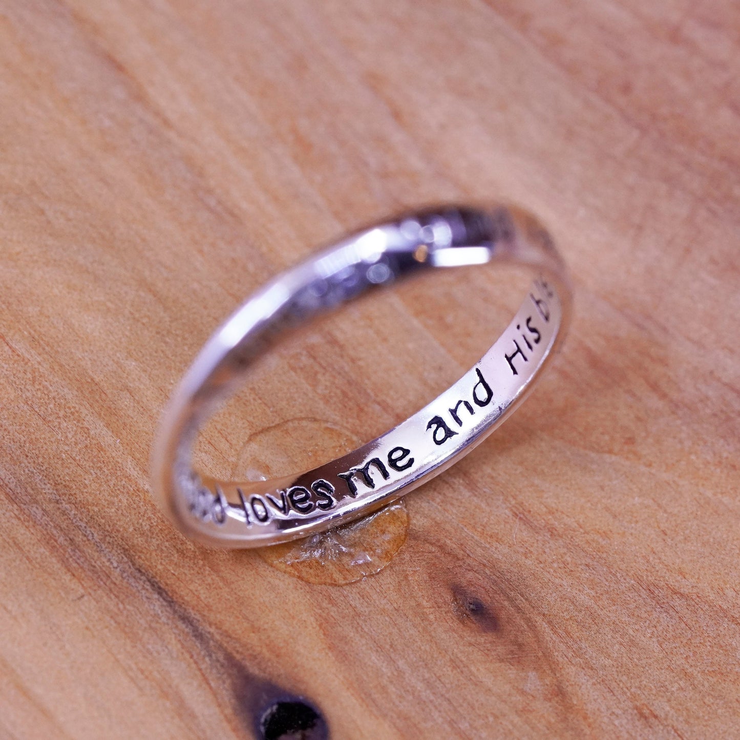 Size 6.5, Sterling silver inspirational ring, 925 quote band “today I promise