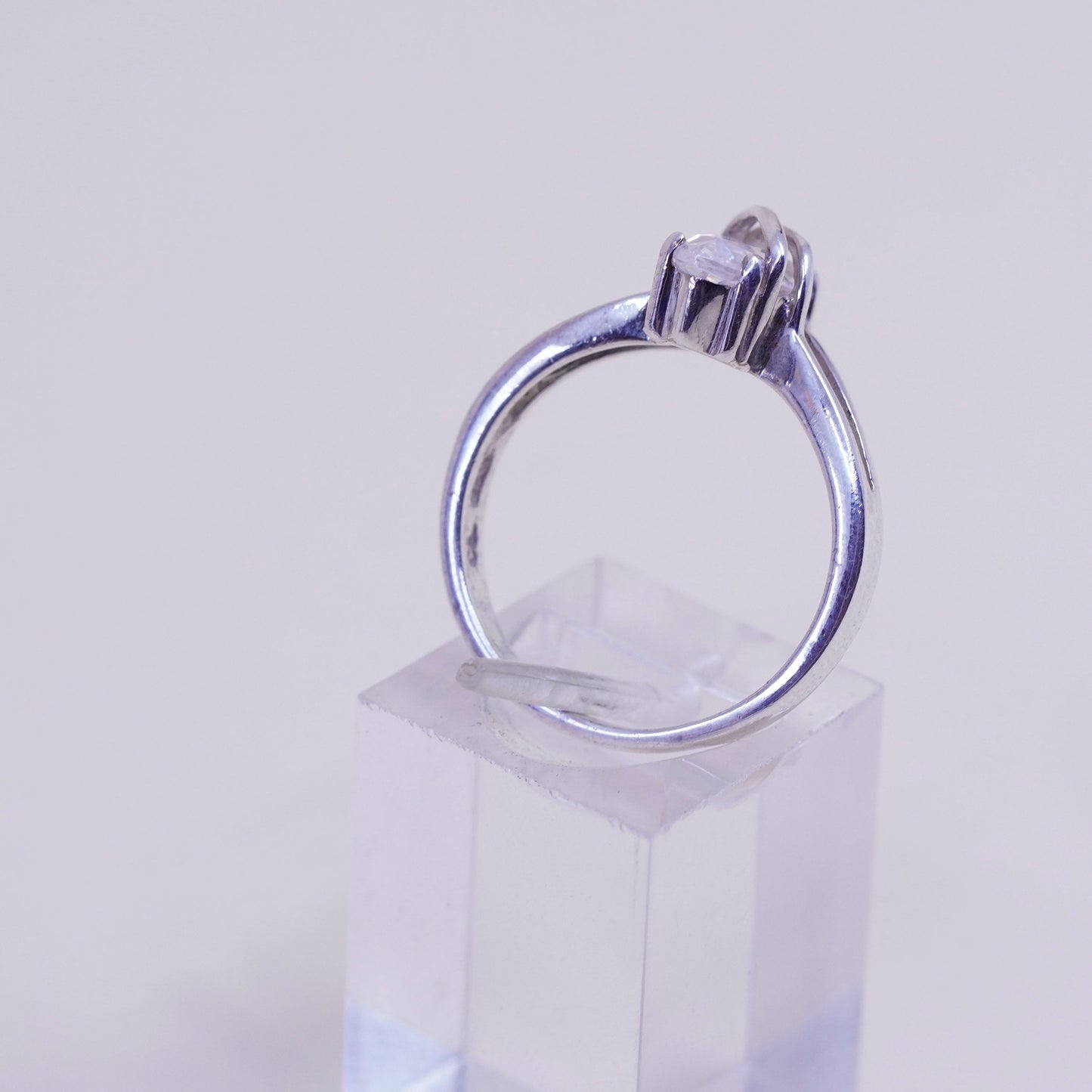 Size 8.25, vintage Sterling 925 silver Statement ring w/ marquise Cz